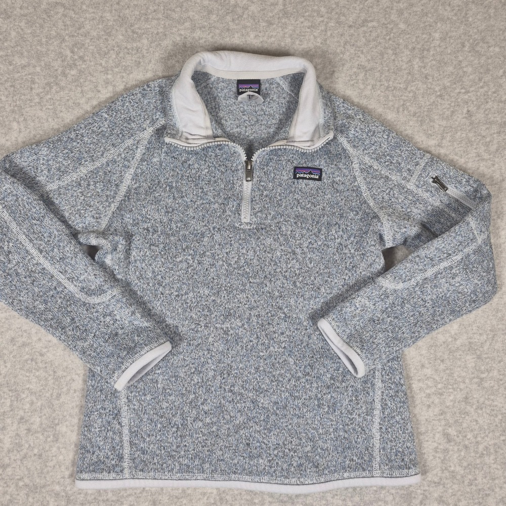 Patagonia Better Sweater 1/4 Zip Pullover Kids M 10 Blue Gray Heather Fleece